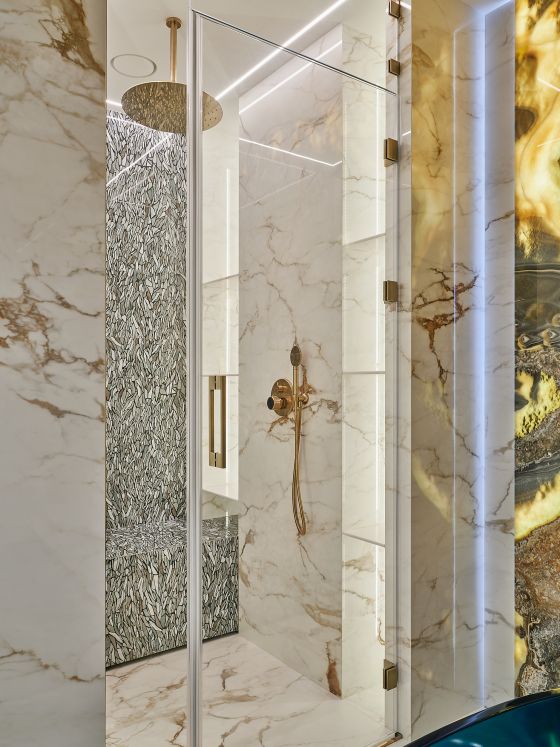 Jörger Design, Valencia, душевой гарнитур, потолочный душ, 300 мм, латунь, Екатерина Горбунова, мрамор, оникс, душевая, золото