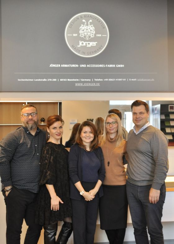 Jörger Design-Brunch at the LV Studio salon in St. Petersburg with Anna Mitsykh (JÖRGER), Konstantin Elfimov (LV Studio) , Evgeni Yanson (LV Studio), Julia Grekova (Jörger), Julia Elfimova (LV Studio)