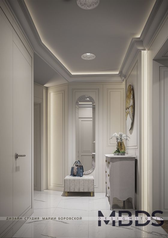 Hallway area of a Moscow flat in the Art Deco style, based on a design by Maria Borovskaya.