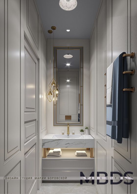Jörger Design Belledor washbasin tap in sunshine and sunshine-accents in a bright, friendly bathroom interior in the Art Deco style, designed by Maria Borovskaya