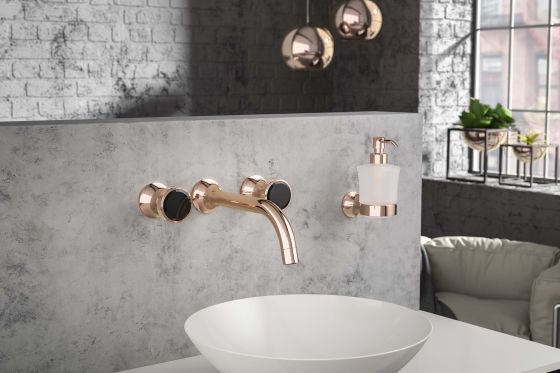 JÖRGER Valencia-Wall-washbasin 3-hole mixer in rosé gold (18-carat gold)