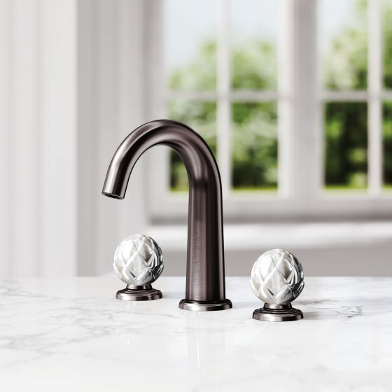 Jörger Design, Belledor, Nerz matt, норка матовая, черный, антрацит, дизайнерский смеситель, на 3 отверстия, на раковину, фарфор, Fürstenberg, эксклюзив, декор, premium, неоклассика, гальваническое покрытие, отделка, декор ванной