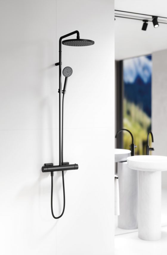 Jörger Design, Charleston Square, matt black, black, matt, shower, shower combination, hand shower, rain shower