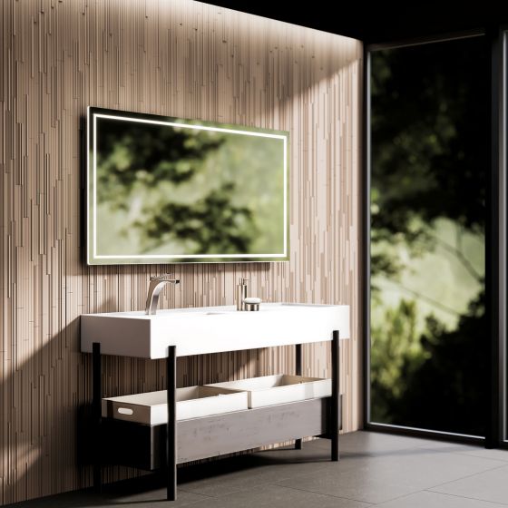 Jörger Design, Eleven, modern, модерн, однорычажный, смеситель, дизайнерский, никель матовый, XL, ванная, высота 188, излив 173, минимализм, раковина, керамика, Plinio, Cielo, плитка, настенная, Mutina, Phenomenon, напольная, Marazzi, LED