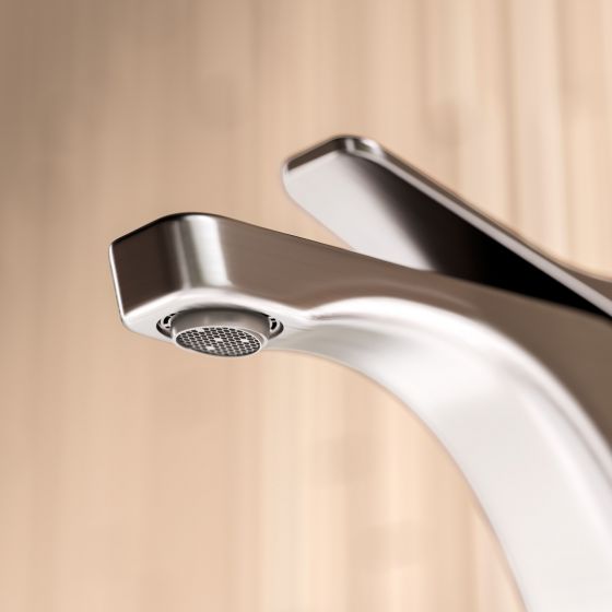 Jörger Design, Eleven, modern, современный, стиль, дизайн, однорычажный, смеситель, матовый никель, XL, раковина, ванная, вынос 136, высота 128, аэратор, плитка, настенная, Perlator, Mutina, Phenomenon