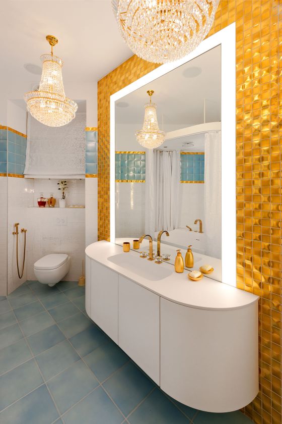 Jörger Empire Royal Crystal Waschtisch 3-Loch Armatur und Accessoires in Gold 24 Karat