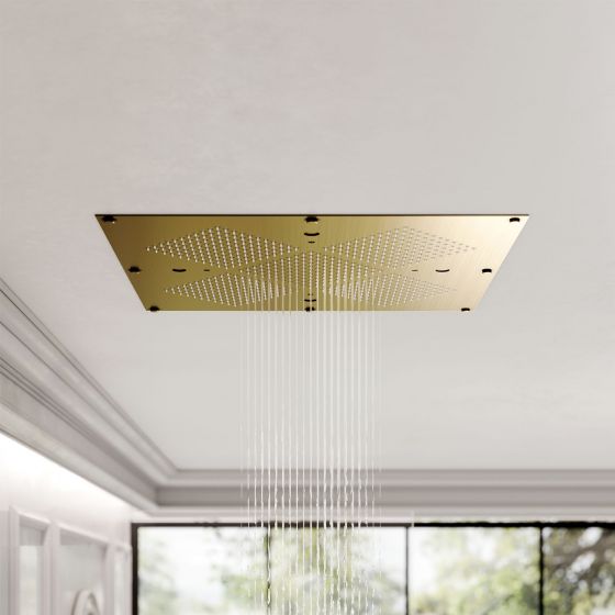 Joerger Design, Rainheaven, потолочная панель, душевая, многофункциональный, тропический душ, режим струи, дождевой поток, тропический туман, бронза, классический, интерьер ванной, верхний душ, хромотерапия, Home Spa 