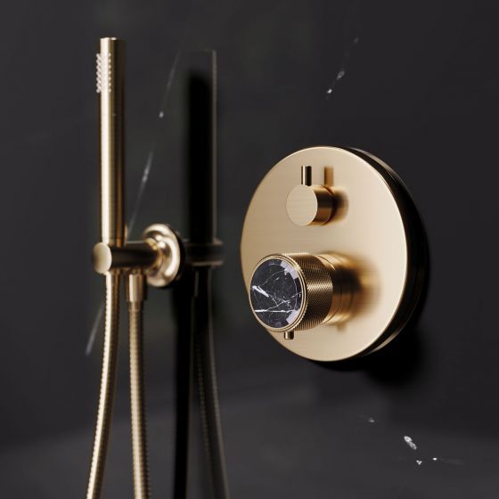 Jörger, Design, bathroom, luxury, fittings, Valencia, jewellery edition, , marble, black, natural stone, shower, mixer, concealed wall thermostat, hand shower, hose