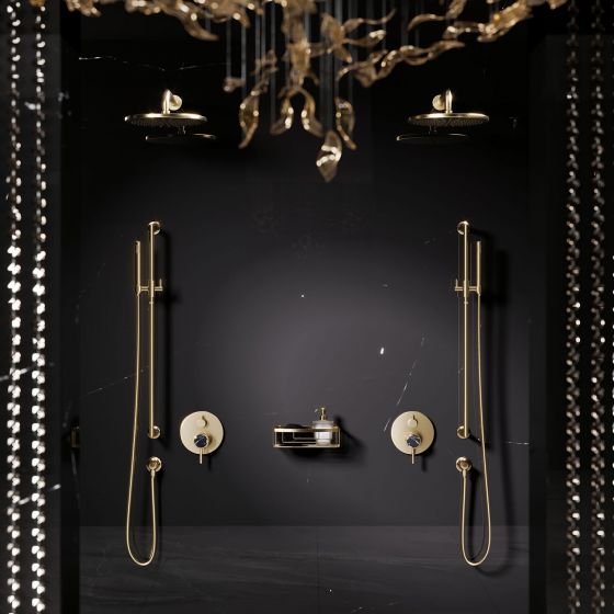 Jörger, Design, bathroom, luxury, fittings, Valencia, jewellery edition, , marble, black, natural stone, shower, mixer, concealed thermostat, accessories, wall-mounted models