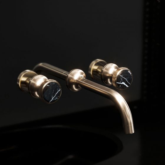 Jörger, Design, bathroom, luxury, fittings, Valencia, jewellery edition, , marble, black, natural stone, washbasin, three-hole mixer, wall-mounted model