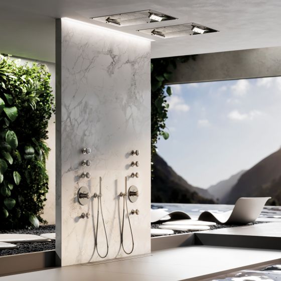 Jörger, Rainheaven, душевая панель, потолочный, тропический душ, режим потока, водопад, туман, дождевой душ, душ впечатлений, хромотерапия, цветотерапия, XXL, большой, Home spa, смеситель, велнесс, дизайн, тип струи, премиальный, люкс