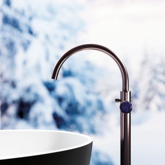 Jörger Design, Valencia, mink matt, gemstone, blue aventurine, exclusive, elegant, modern, luxurious, free standing, design fitting, single lever bathtub mixer, Vesus, Vallone