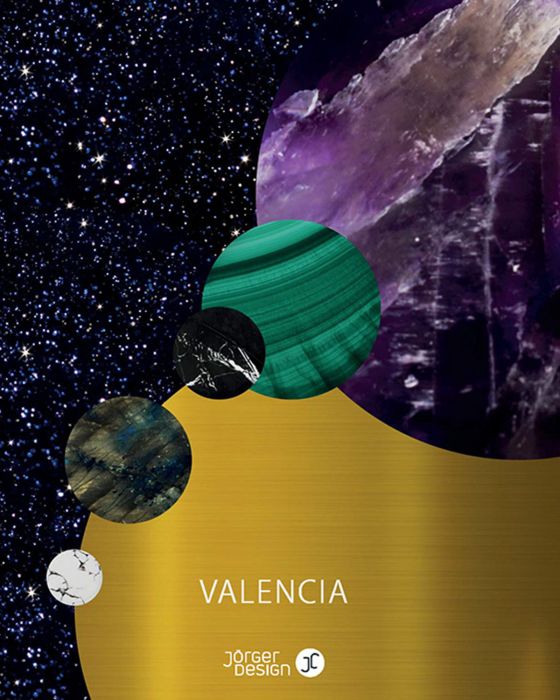 Jörger Design, bathroom, aesthetics, luxury, bathroom faucets, fittings, Valencia, jewellery edition, brochure, download, natural stones, gemstones, white turquoise, black marble, labradorite, blue aventurine, malachite, violet amethyst, surfaces, finishe