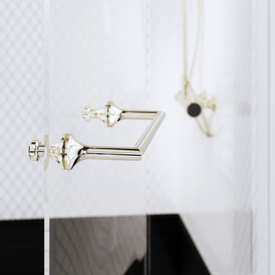 Jörger Design, VALENCIA, shower door handle, towel rail, silver nickel, black crystal, sleek luxury, shower door, shower cabin, premium, luxury