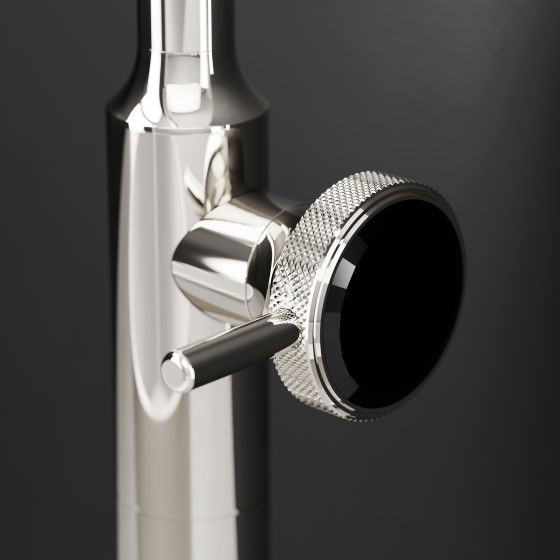 Jörger Design, VALENCIA, designer tap, polished nickel, black crystal, free standing tap, for bathtub, single lever mixer, simple luxury, bathroom, hand shower, sanitary ceramics
