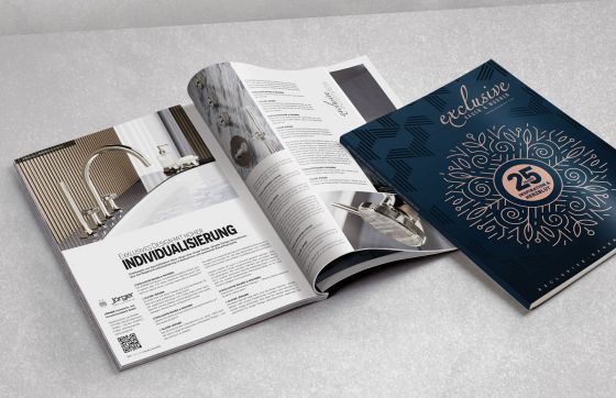 Оливер Йоргер, Oliver Jörger, интервью, exclusive bauen und wohnen, профильный журнал, юбилей, разворот, дизайн ванной, смеситель на ванну, дизайнерский, аксессуары для ванной, Valencia, lifestyle, весна 2024, Jörger Design, luxury