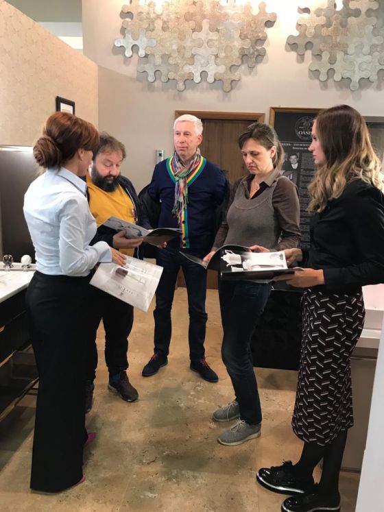Jörger Introduction in the new Jörger collections at Konzept with Anna Mitsykh (Jörger) and Alla Averina, Valeria Polischuk, Andrej Komarov (Konzept), Nikita Matuschin.