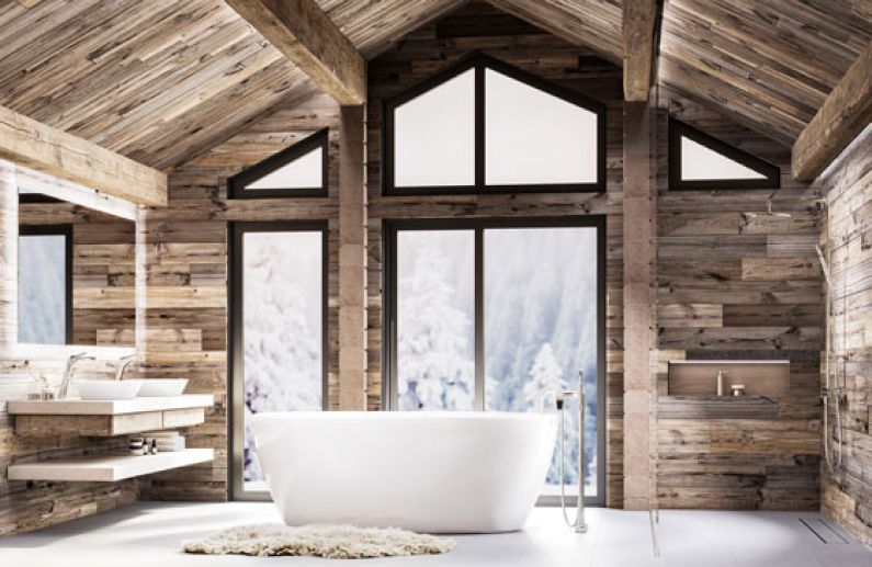 Joerger presents Eleven in polished nickel in a chalet style bathroom interior website