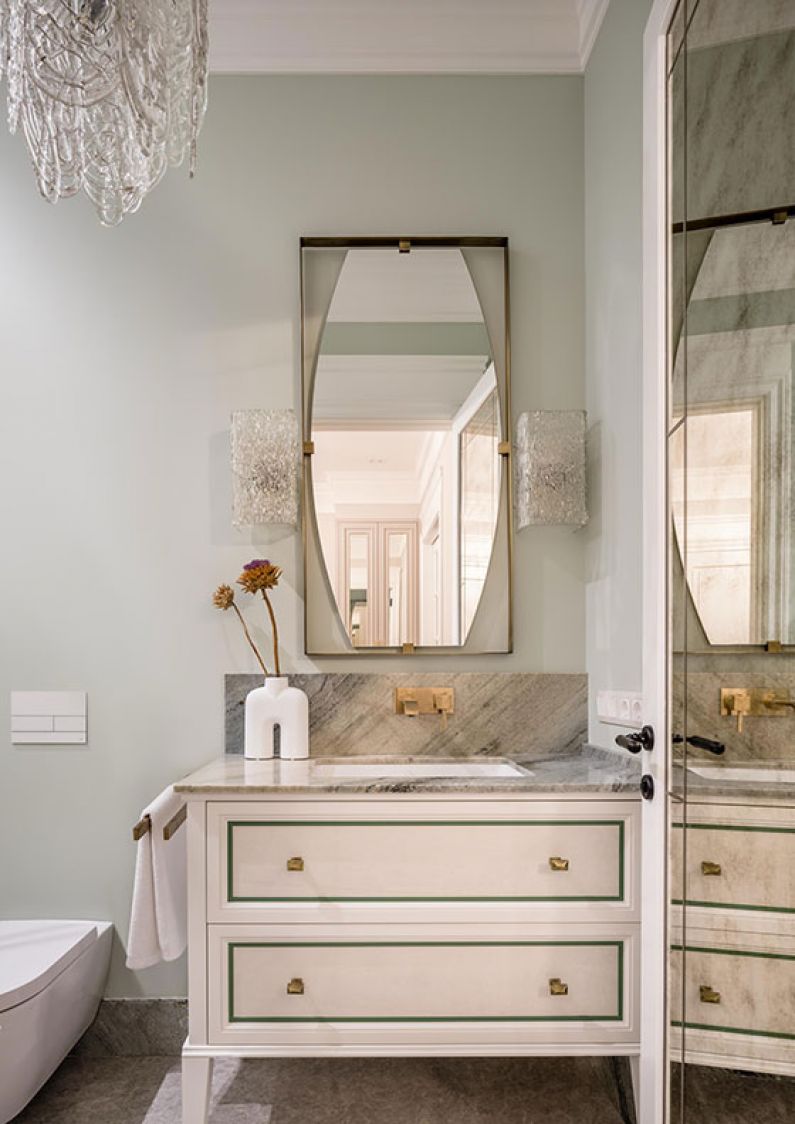 Teaser Designer house project bathroom with Elena Markina single lever wall washbasin mixer sunshine matt by Joerger Design