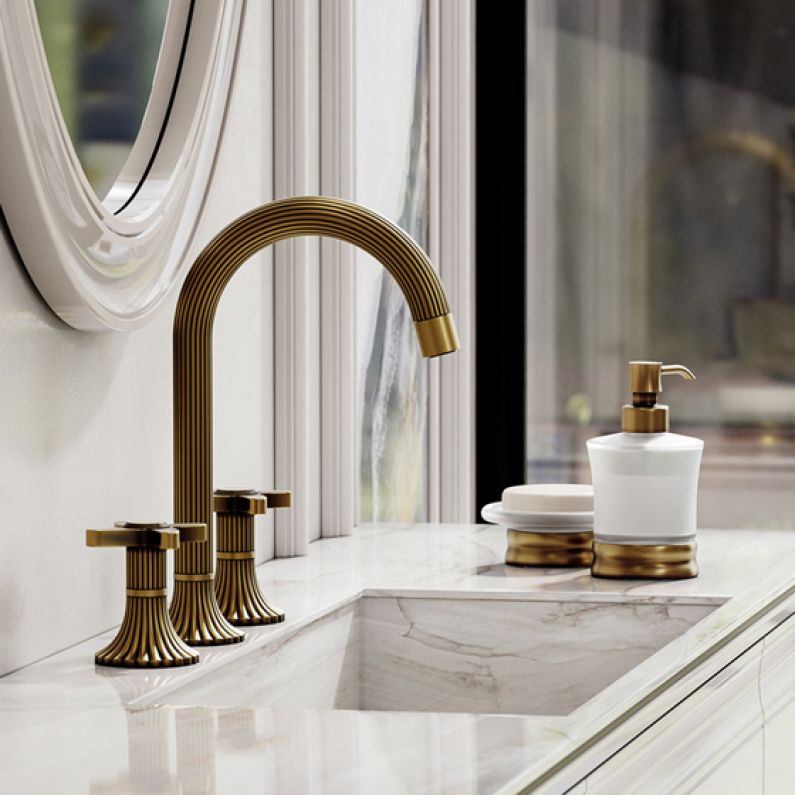 Teaserbild Joerger Cronos Bronze Waschtisch 3 Loch Batterie freistehende Accessoires2