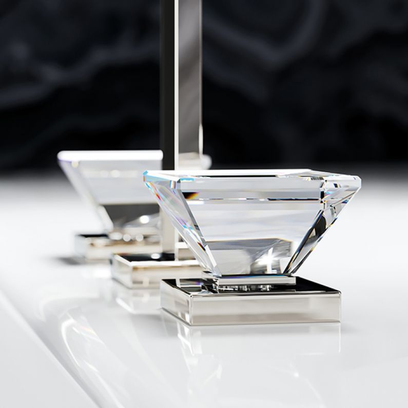 Teaserbild Joerger Empire Royal Crystal Waschtisch 3 Loch Batterie in Silbernickel klare Kristalle2
