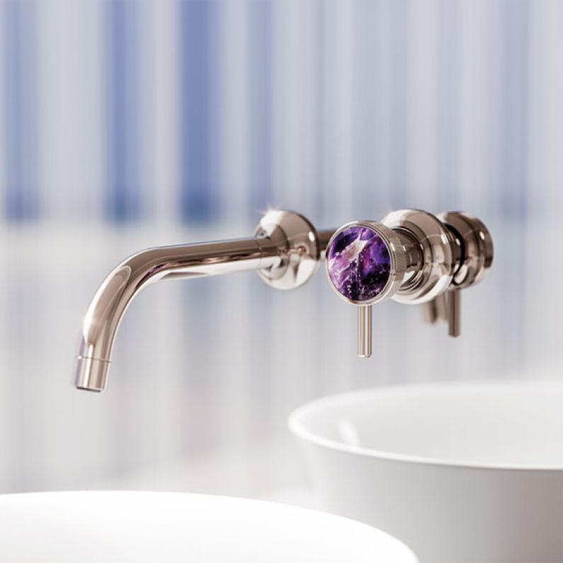 Titelbild Joerger Valencia Platin Amethyst Naturstein Waschtisch 1 Hand Batterie Spiegelbefestigung