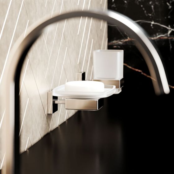 Joerger Accessoires und Waschtisch 3 Loch Batterie Serie EMPIRE ROYAL CRYSTAL in Silbernickel matt