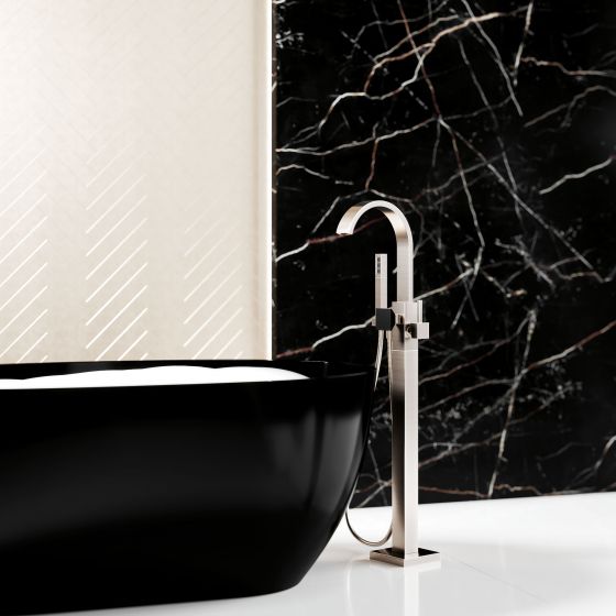 Jörger Design, Empire Royal Crystal, polished nickel matt, bath, free standing bath, marble, bathroom, black crystal, joerger