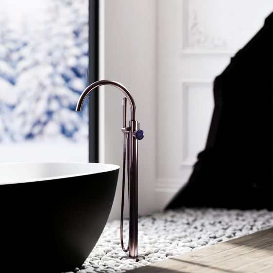 Jörger Design, Valencia, mink matt, gemstone, semi-precious stone, blue aventurine, exclusive, elegant, modern, luxurious, free standing, design faucet