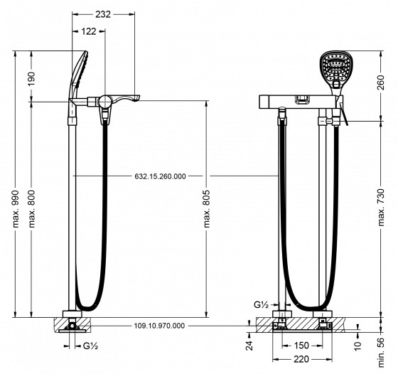 633.20.540.xxx Specification drawing mm